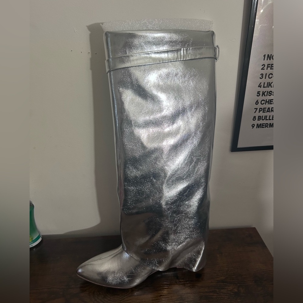 Silver Women's Knee-High Boots